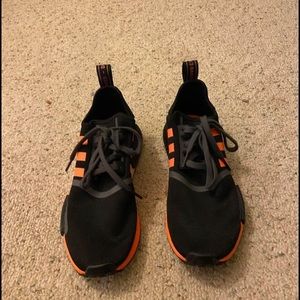 Adidas NMD mens shoes, size 7.5, color black and orangey pink